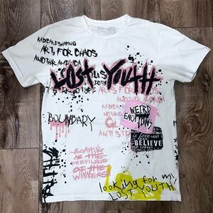 Smoke Rise Men's Fashion Graffiti Tee White Small